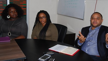 (L-r): Laide Olabode, marketing manager, Betty Anthony, campaign manager, and Sam Onyemelukwe, managing director EMC - Trace, during an interactive session with media in Lagos during the week.